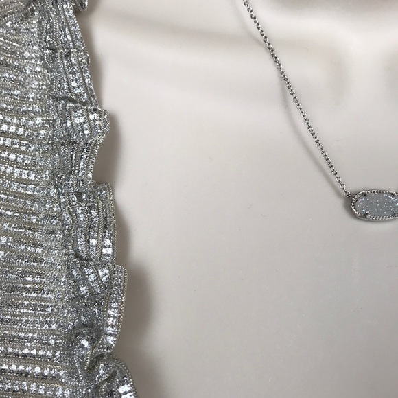 NWT LINE + DOT SPARKLY SILVER & BEIGE SWEATER SZ M - Picture 10 of 16